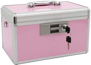 xydstay medicine lock box, first aid safe medication storage box,layered aluminum daily medicine cabinet,large capacity locking medicine storage box for family use,14" x 7.9" x 8.7", pink