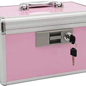 xydstay Medicine Lock Box, First Aid Safe Medication Storage Box,Layered Aluminum Daily Medicine Cabinet,Large Capacity Locking Medicine Storage Box for Family Use,14" x 7.9" x 8.7", Pink