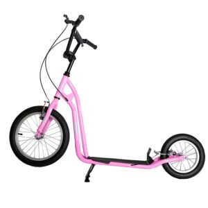 knus scooter for youth and adults-16-inch front wheel,12-inch rear wheel/front and rear caliper brakes/pink…