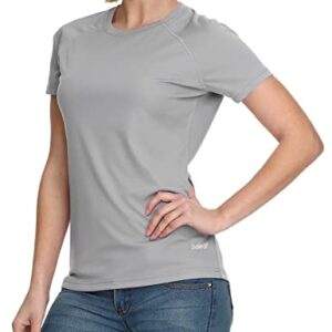 BALEAF Women's UPF 50+ UV Protection Shirts Short Sleeve T-Shirts SPF Sun Shirts Quick Dry Outdoor Performance Tops Light Grey Size S