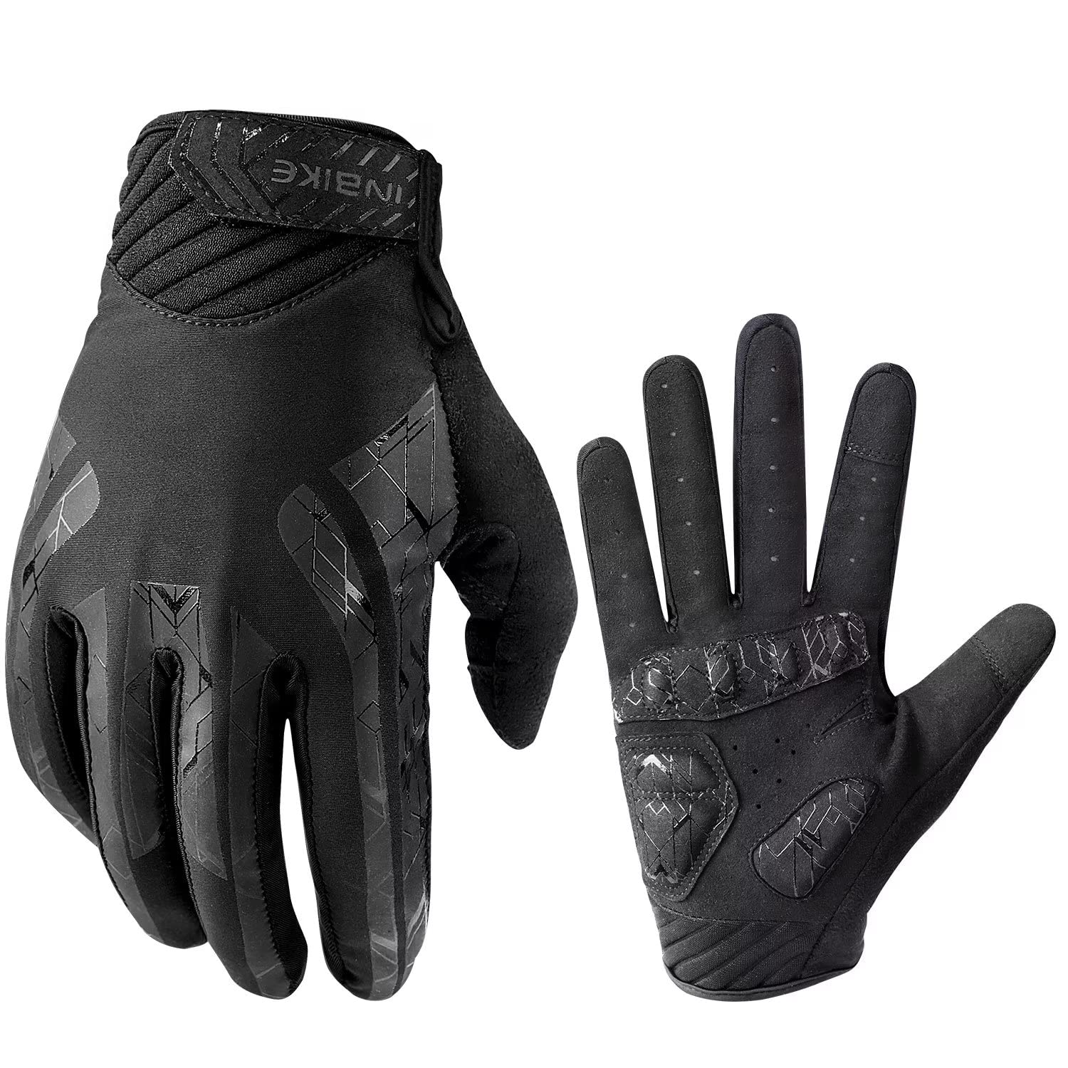 INBIKE Cycling Gloves Gel Bike Gloves for Men Full Finger Bicycle Gloves with Shock-Absorbing Pad Black Large