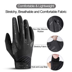 INBIKE Cycling Gloves Gel Bike Gloves for Men Full Finger Bicycle Gloves with Shock-Absorbing Pad Black Large