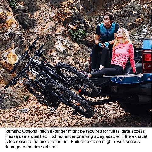 HYPERAX Volt 2 -E-Bike Hitch Mounted Platform Style 2 Bikes Carrier for Car, SUV, Trucks, Sedan, No Wobble & Tilting Design e-Bike Rack for Hitch Fits Up to 2 X 70 lbs Bike with Up to 5" -NO RV USE!