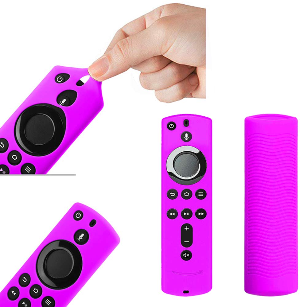 3 Pack Remote Cover Case, Silicone Remote Cover Case Compatible with TV Stick, Lightweight Anti Slip Shockproof Remote Cover Case (Purple Green Glow & Blue Glow)