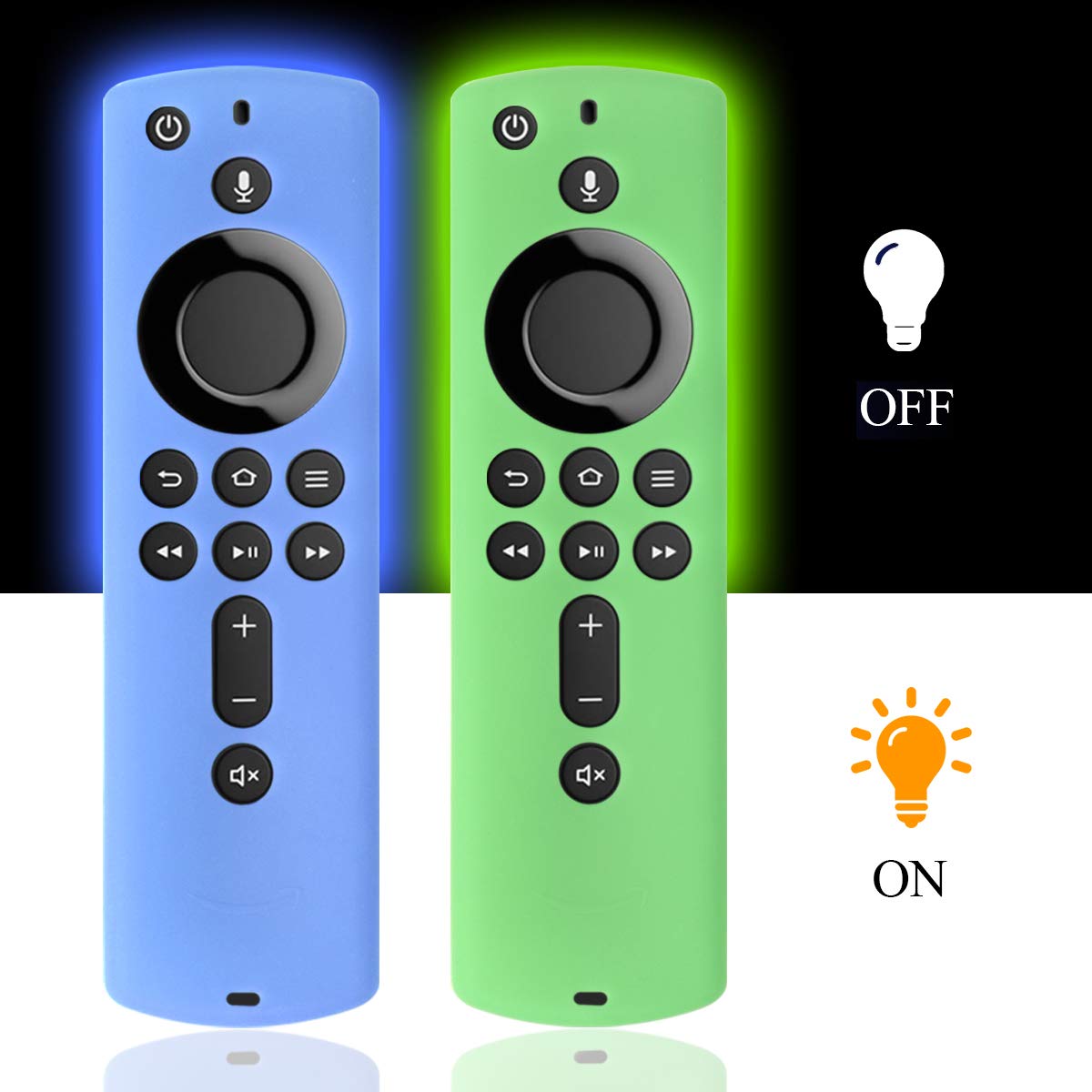 3 Pack Remote Cover Case, Silicone Remote Cover Case Compatible with TV Stick, Lightweight Anti Slip Shockproof Remote Cover Case (Purple Green Glow & Blue Glow)