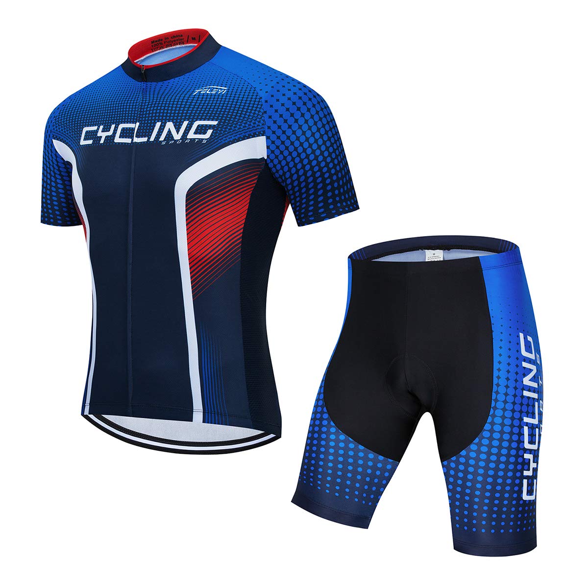 PSPORT Men's Cycling Jersey Bib Shorts Sets Bike Clothing Suit Short Sleeve Road Bicycle Biking Clothes Black Cyclist Uniform