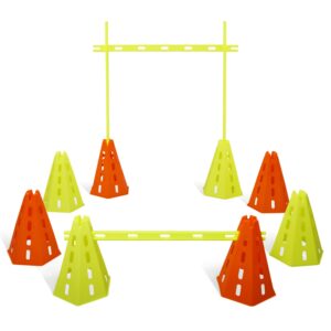 yes4all agility cones hurdle set 4 green cones + 4 orange cones + 4 green bars