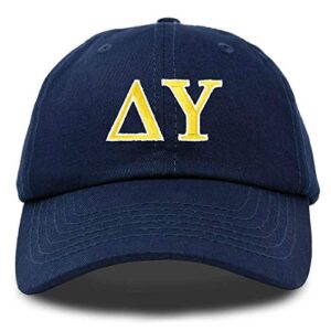 dalix delta upsilon fraternity greek letters ball cap embroidered hat in navy blue