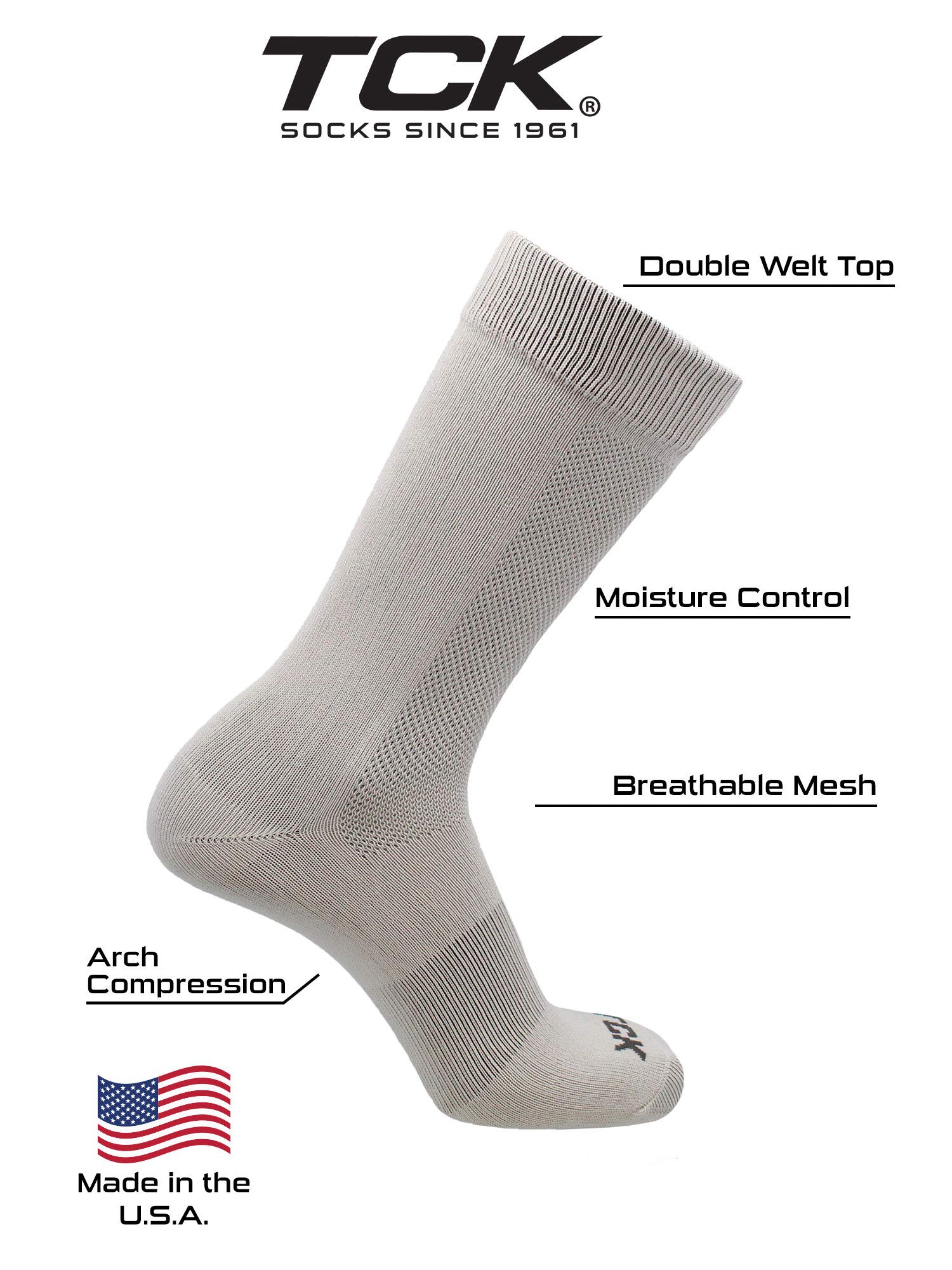 TCK Skate Liner Hockey Socks Crew Length (Grey, Small)