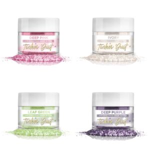 bakell flower passion tinker dust edible glitter, 5g jar color set | includes our beautiful deep pink, deep purple, ivory & leaf green | kosher certified | 100% edible glitter