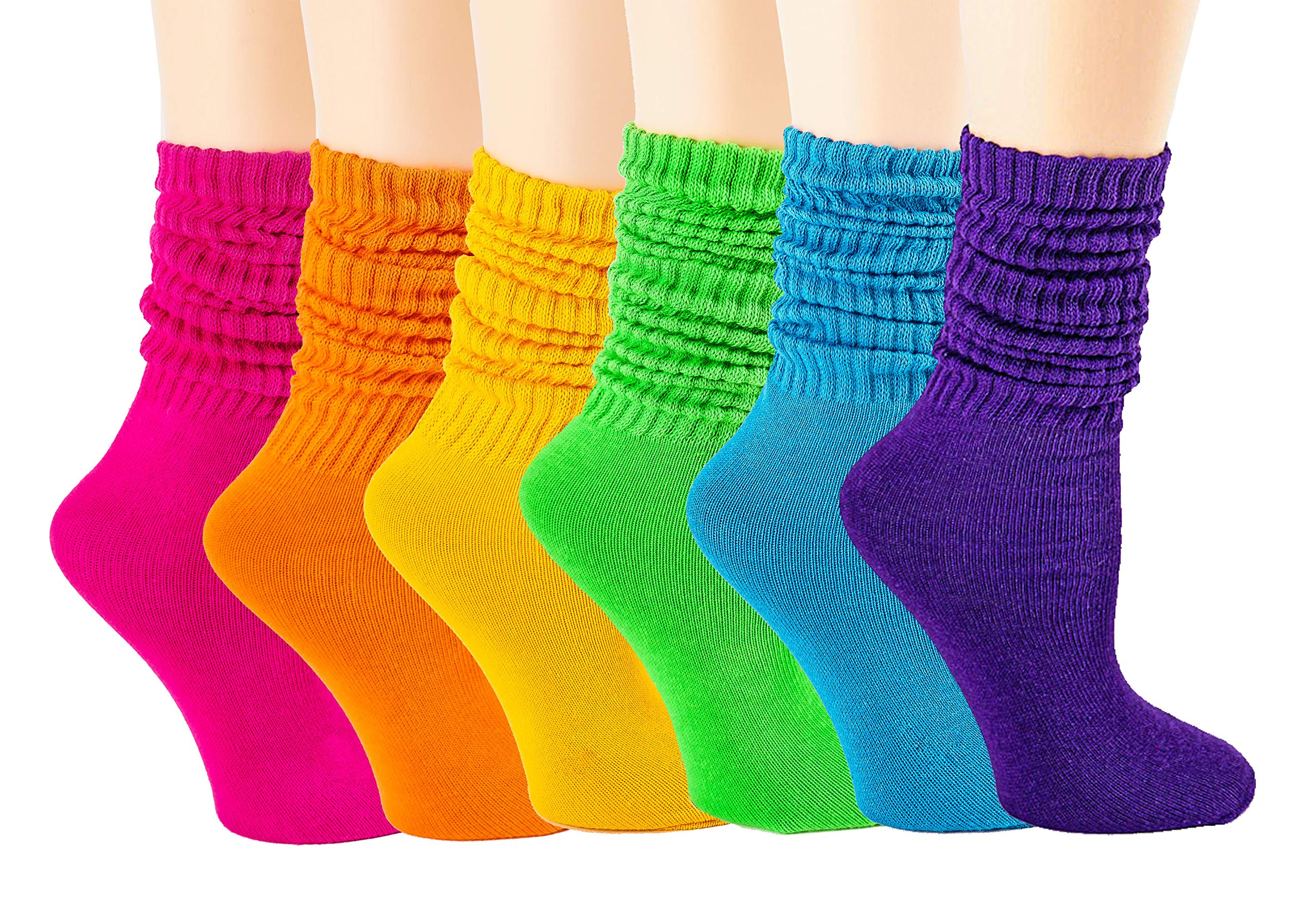 Picollo Slouch Socks Lightweight Size 9-11 (Rainbow, 6)