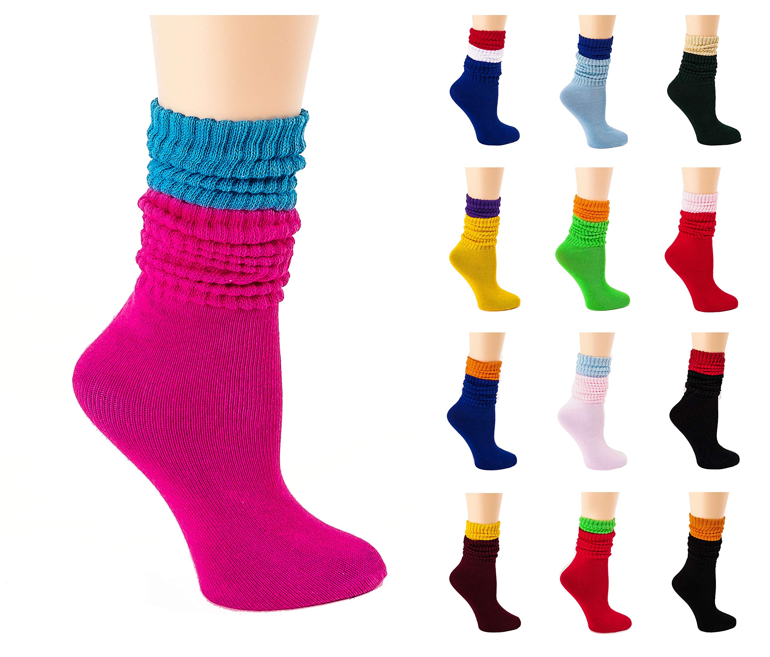 Picollo Slouch Socks Lightweight Size 9-11 (Rainbow, 6)