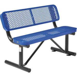 global industrial 48" l outdoor steel bench with backrest, expanded metal, blue