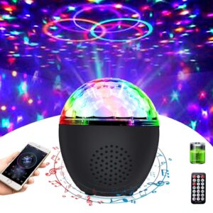 Disco Ball Light Portable Bluetooth DJ Strobe Lights with Remote Control Sound Activated Party Lights for Dance Parties Birthdays Room Decoration Lights X’mas (Classic)