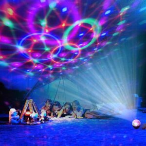 Disco Ball Light Portable Bluetooth DJ Strobe Lights with Remote Control Sound Activated Party Lights for Dance Parties Birthdays Room Decoration Lights X’mas (Classic)