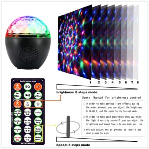 Disco Ball Light Portable Bluetooth DJ Strobe Lights with Remote Control Sound Activated Party Lights for Dance Parties Birthdays Room Decoration Lights X’mas (Classic)