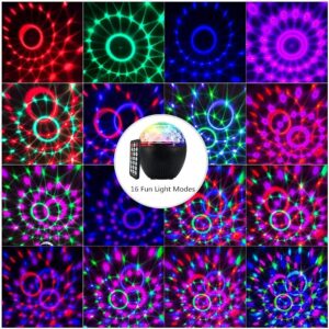 Disco Ball Light Portable Bluetooth DJ Strobe Lights with Remote Control Sound Activated Party Lights for Dance Parties Birthdays Room Decoration Lights X’mas (Classic)