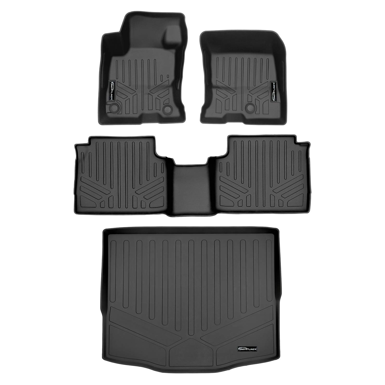 SMARTLINER Custom Floor Mats and Cargo Liner Behind 2nd Row Black Compatible with 2020-2023 Ford Escape (Hybrid Models Only)