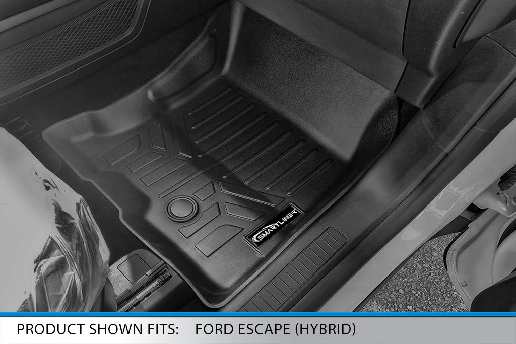 SMARTLINER Custom Floor Mats and Cargo Liner Behind 2nd Row Black Compatible with 2020-2023 Ford Escape (Hybrid Models Only)