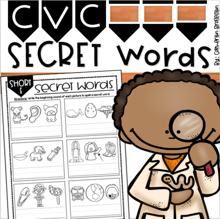 CVC Word Families Phonics Secret Words Activity