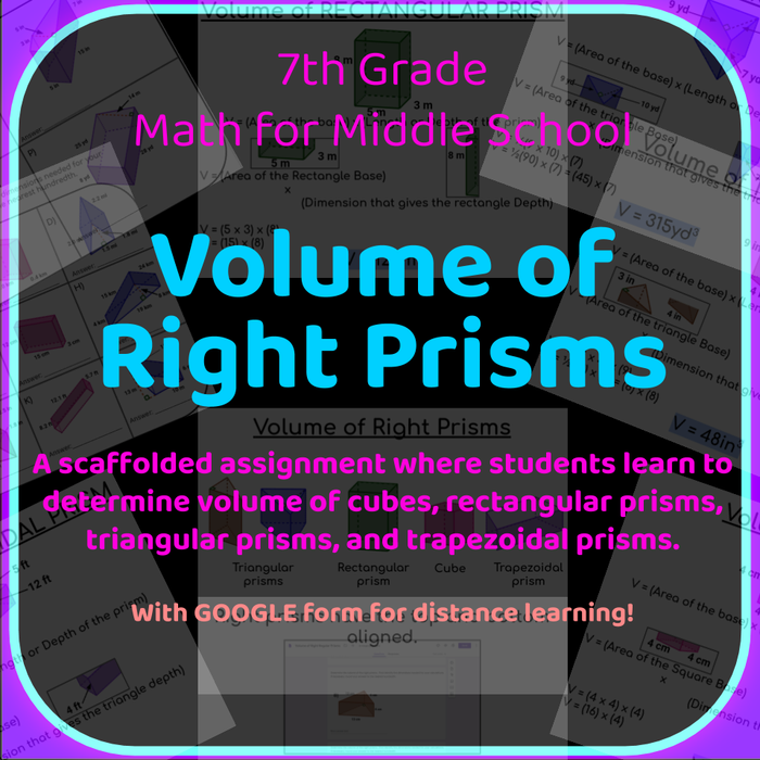 Volume of Right Prisms with GOOGLE FORM for Distance Learning