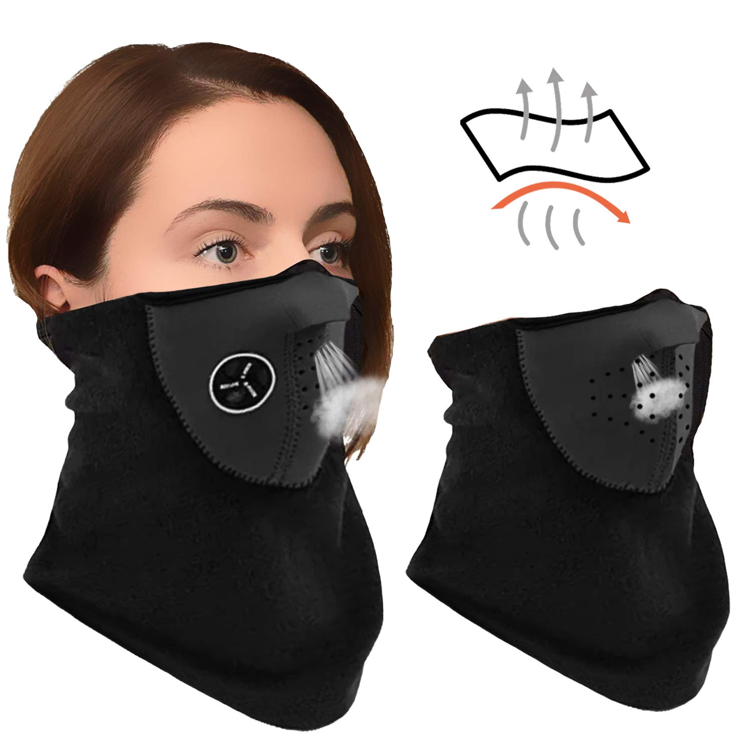 Ski Mask - 2 PCS Breathable Face Masks for Men Women, Half Face Anti Snow Mist Dirt Dust, Sun UV Protection Rave Party Masks for Skiing Fishing Riding Motorcycling Cold/Hot Outdoor Activities Sports