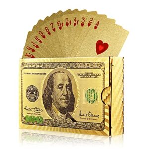 magic kiss waterproof gold and silver foil poker playing cards, deck of plastic playing cards gift (gold 1 deck)