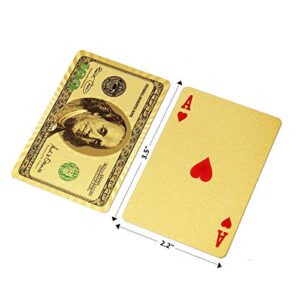 Magic Kiss Waterproof Gold and Silver Foil Poker Playing Cards, Deck of Plastic Playing Cards Gift (Gold 1 Deck)
