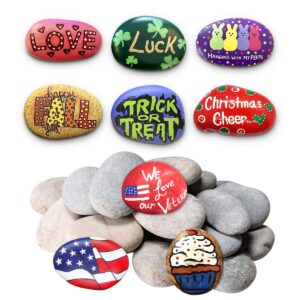 yeahome 20pcs rocks for painting, 2-3in natural river rocks smooth unpolished kindness stones kit, flat rock for painting art & diy crafting, school events, 4th of july decor, gift for kids & adults