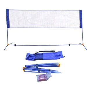 portable height adjustable badminton volleyball tennis net set multi-purpose sports equipment with poles stand and carry bag for outdoor garden beach
