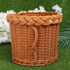 Cabilock Rattan Storage Basket Woven Wicker Organizer Cute Elephant Shape Vegetable Food Snack Basket Decorative Bin Gift Art Home Decor Light Brown