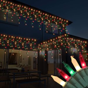 recesky 100 christmas icicle lights - 7.7ft multi color curtain string light for outdoor, indoor decor - fairy mini bulb lighting for bedroom, window, house, garland, xmas, christmas tree decorations