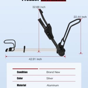 cciyu Bike Roof Carrier Fits Most Size Crossbar Aluminum Car Rooftop Bike Carrier Bicycle Racks with Lock