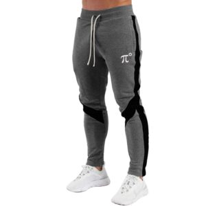 pidogym men's track pants,slim fit athletic sweatpants joggers with zipper pockets dark grey
