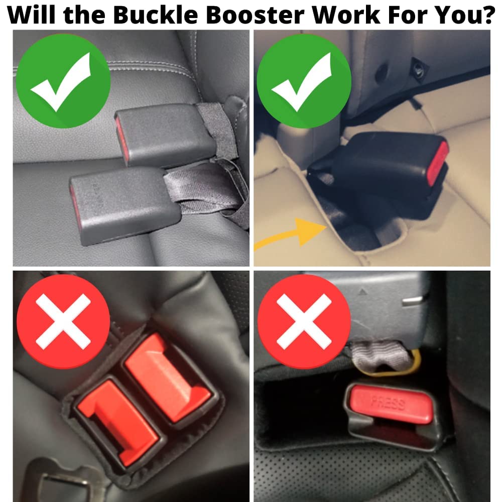 BPA-Free Car Seat Belt Buckle Booster - Raises and Stabilizes Your Receiver - Fun Kid Safety Sticker Gift (Tall (Pull Over Buckle), 1-Pack)