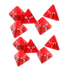 yiotfandoll 10pcs polyhedral dice 20mm d4 for dungeons and dragons dnd rpg mtg dice table games transparent red with black bag