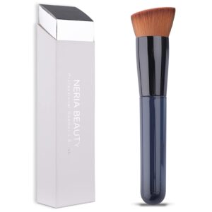 foundation brush, flat top kabuki foundation brush for liquid makeup, cream, powder, travel size face foundation blending makeup brushes (131)
