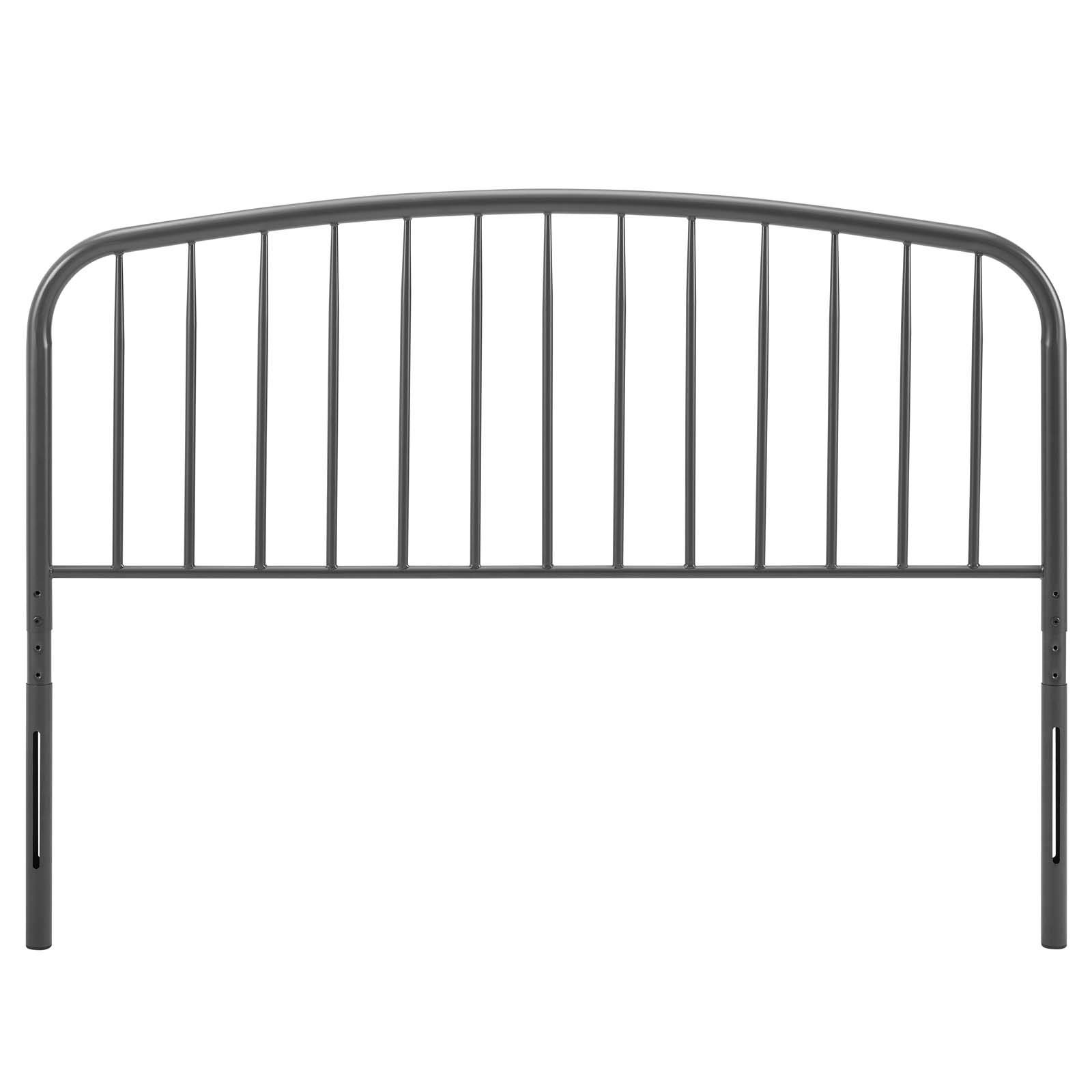 Modway Nova Modern Farmhouse Metal Full Headboard in Gray