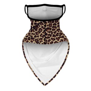 YAYOUREL Fashionable Leopard Neck Gaiter Face Mask Covering Bandanas for Men Women Summer UV Cooling Face Scarf Mask Cover Ear Loop Hole Triangle Facemask Headwear for Fishing Running Cycling Hiking