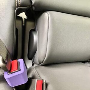 BPA-Free Car Seat Belt Buckle Booster (Size: Short, Model: Side Slit) - Snaps Around Receptacle - Gift Fun Kid Safety Stickers - Raises and Stabilizes Your Receiver (2-Pack)