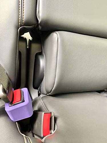 BPA-Free Car Seat Belt Buckle Booster (Size: Short, Model: Side Slit) - Snaps Around Receptacle - Gift Fun Kid Safety Stickers - Raises and Stabilizes Your Receiver (2-Pack)