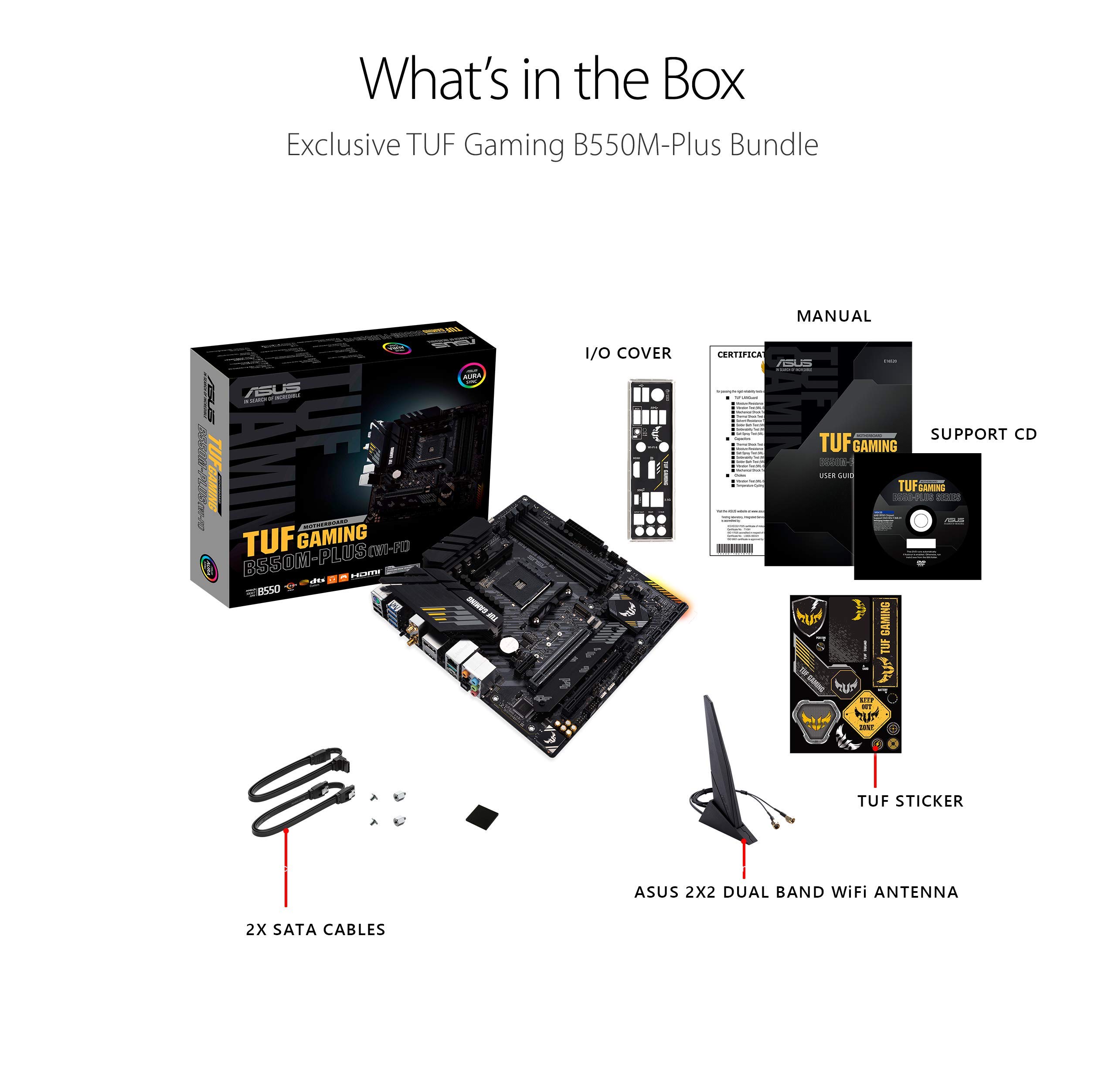 ASUS TUF Gaming B550M-PLUS (WiFi 6) AMD AM4 (3rd Gen Ryzen™) microATX Gaming Motherboard (PCIe 4.0, 2.5Gb LAN, BIOS Flashback, HDMI 2.1, USB 3.2 Gen 2, Addressable Gen 2 RGB Header and Aura Sync)