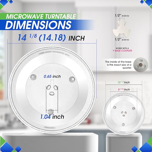 Microwave Plate Replacement 14 1/8 inch Fits W10531726 Whirlpool Microwave Glass Plate - Exactly Replaces Rotating Microwave Turntable Plate - Durable Oven Dish Tray For Better Cooking And Reheating