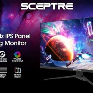 Sceptre IPS 24” Gaming Monitor 165Hz 144Hz Full HD (1920 x 1080) FreeSync Eye Care FPS RTS DisplayPort HDMI Build-in Speakers, Machine Black 2020 (E248B-FPT168),IPS 24" 165Hz