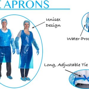 PENTAGON SAFETY EQUIPMENT 2 mils Disposable Heavy Weight Plastic/Poly Apron | 28 x 46 inches | 100/500/1000 (White, 100 Pack)