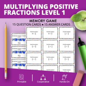 multiplying positive fractions level 1 math memory game