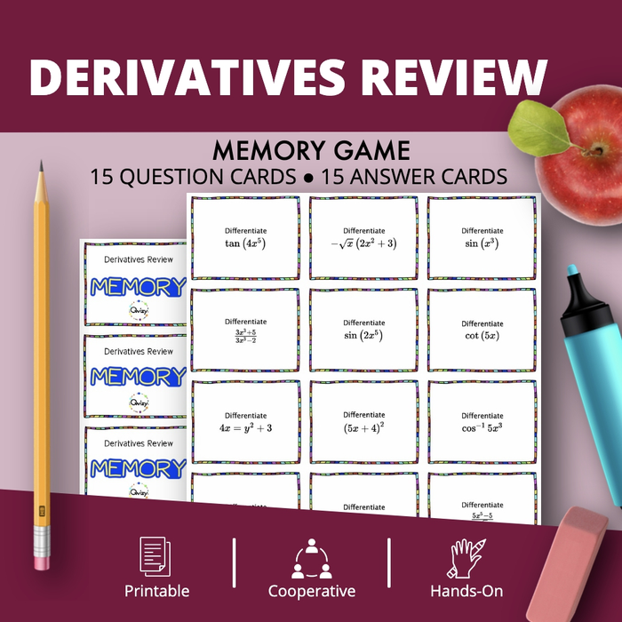 Calculus Derivatives REVIEW Math Memory Game