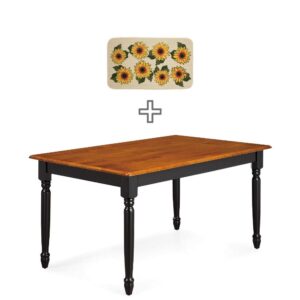 better homes and gardens sturdy wood modern design autumn lane farmhouse dining table with kitchen rug, black and oak