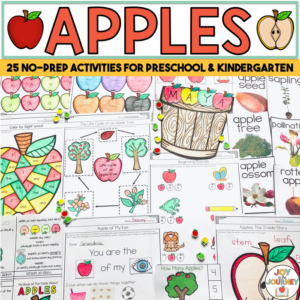 apples unit: no-prep preschool and kindergarten activities