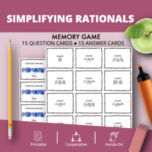 algebra simplifying rational expressions math memory game